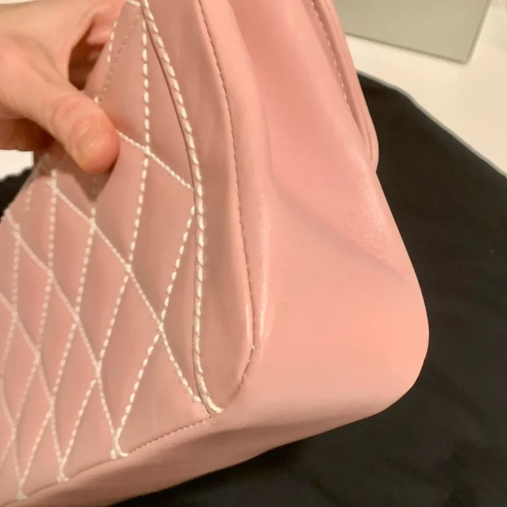 Rare Vintage Chanel Mauve Pink Surpique Top-Handle Flap Bag - Picture 6 of 11